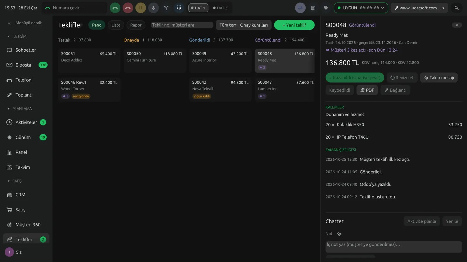 Quote details and timeline
